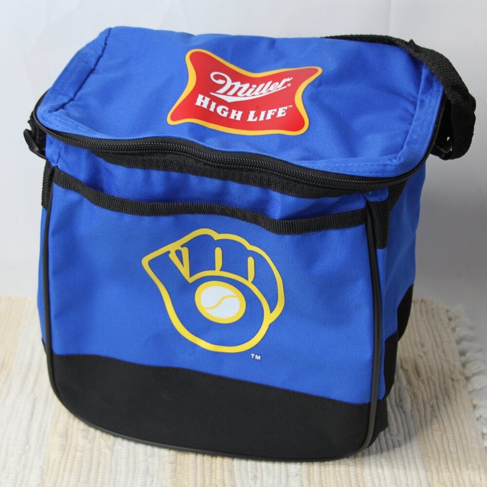 MILWAUKEE BREWERS MLB MILLER HIGH LIFE COLLAPSIBLE BLUE TOTE COOLER SGA
